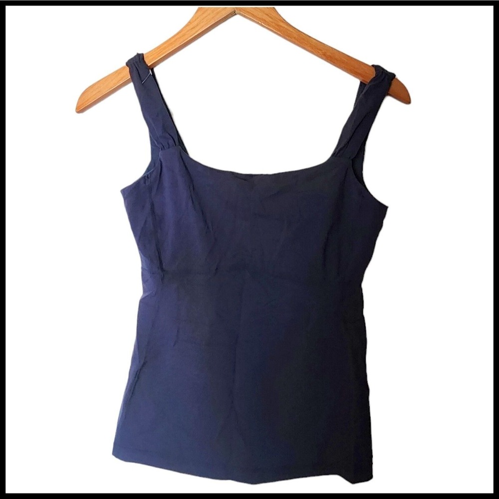 Lululemon Athletica Tank Top Size 6 Built in Bra Blue Scoop Back Mesh Panel